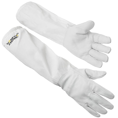 Beekeeping Gloves Goatskin Leather and Canvas Sleeves - Elastic Cuffs
